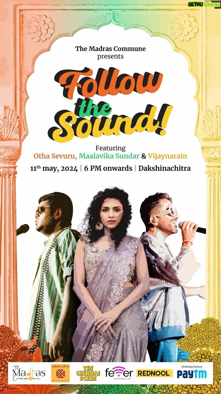 Maalavika Sundar Instagram - 3 incredible artists 3 secret locations and 1 experience of a lifetime!! Follow The Sound Curated experience by Madras Commune together with @dakshinachitra.nxt aims to provide multisensory experience where people get to explore the art, architecture and performing arts. 🎫TICKET LINK IN BIO 🎫 Radio Partner: @fever91.9fmchennai @feverfmofficial Media Partner: @rednoolofficial @rednooltamil Supported by : @thechennaiscene #FollowTheSound #TheMadrasCommune #concertsinmay #chennaiconcerts #movingconcert #powerperformaces #triplemusicfun #threetimesthefun
