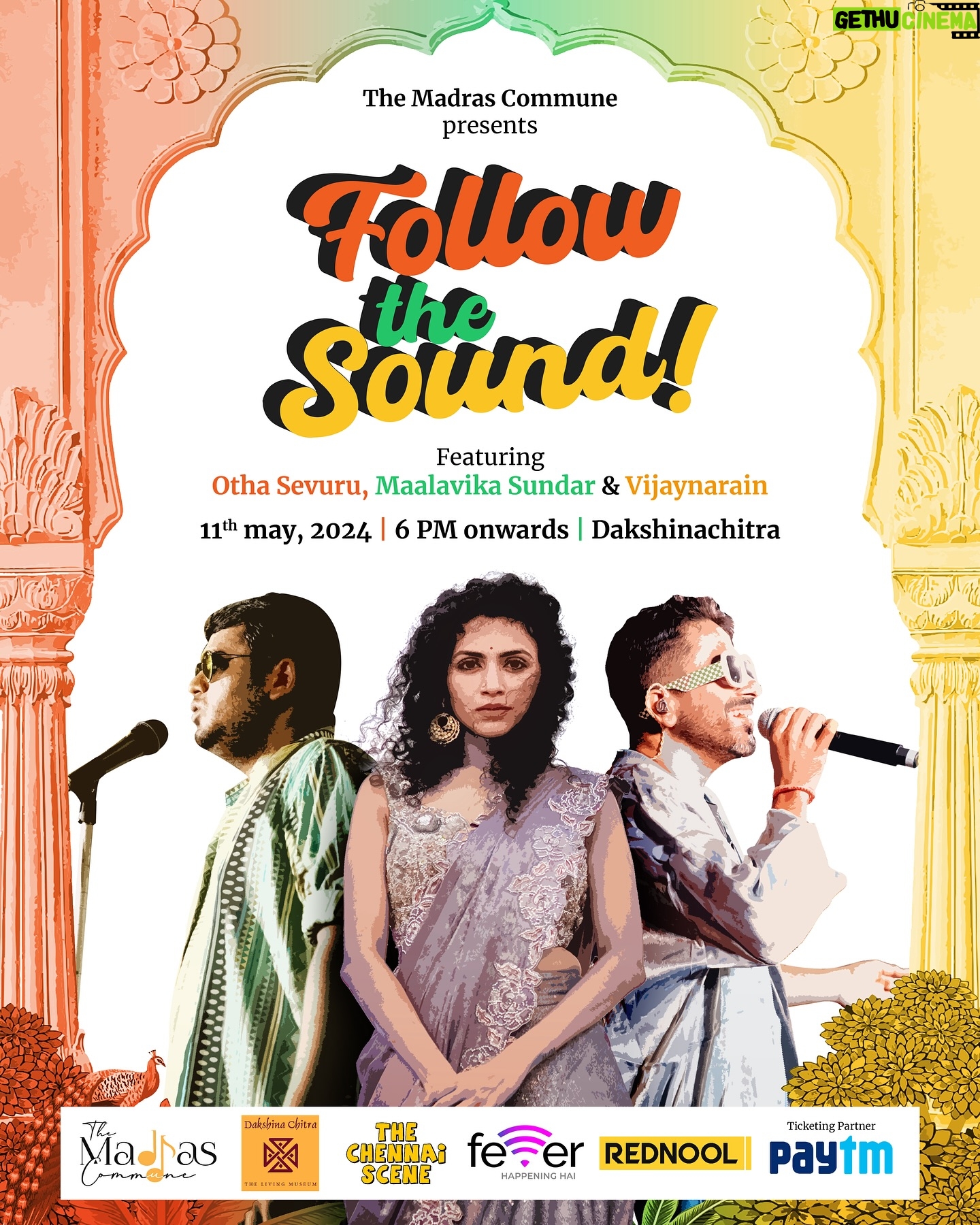 Maalavika Sundar Instagram - Follow the Sound by THE MADRAS COMMUNE is Chennai’s first-ever moving concert, taking you on a musical adventure through @dakshinachitra_heritagemuseum where the music itself becomes your compass. Here’s what awaits you: Mystery Venues: Let the music guide you!Follow the sound of discovery as one band fades, another’s sound ignites, pulling you towards a new musical adventure at its secret location within DakshinaChitra. Intimate Performances: Experience the energy of live music up close in unique settings. 🎫TICKET LINK IN BIO 🎫 Radio Partner: @fever91.9fmchennai Media Partner: @rednoolofficial @rednooltamil #FollowTheSound #TheMadrasCommune #concertsinmay #chennaiconcerts #movingconcert #powerperformaces #TripleMusicFun #ThreeTimesTheFun