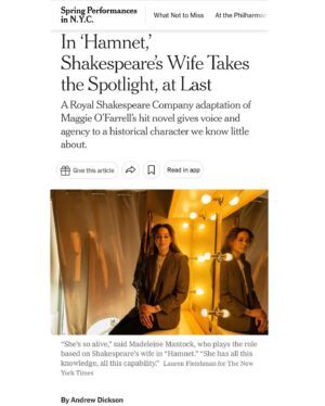 Madeleine Mantock Instagram - In today’s New York Times  #RSCHamnet 

Photo by Lauren Fleishman 
Story by Andrew Dickson
