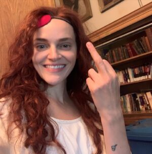 Madeline Brewer Instagram - whoooo has one eye, a middle finger, & is ready for the finale tomorrow?  @handmaidsonhulu