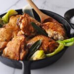 Maggie Beer Instagram - These braised chook thighs with young leeks, bay leaves and verjuice are the perfect weeknight family meal. What is your go-to weeknight dish? Discover the recipe via the link in our bio.
