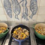 Maggie Beer Instagram – Stage one of a cook up on kitchen stove 

Time for slow cooking on the weekend using every le creuset  pot I own  and maximising  what I have to hand to feed friends and have lots left over to make into other dishes for times i’m away. I found cooking so much at once a great sense of achievement and the aromas of the kitchen wonderfully powerful. 

My youngest granddaughter (who is 9) loves helping and picked windfall quinces (After checking that chooks had enough feed and water and collecting eggs) I emptied  the freezer of assortment of secondary cuts of lamb from last years stock with loads of onion garlic rosemary’ bay leaves, cinnamon, cumin and stock
 
Simple beautiful dish that ‘cooked itself’ over hours at low temperature  A favourite way of cooking now the weather is cooler. 

 #slowcooking #lowtemperature #lecreuset #quinces #maggiebeer #cookingwithmaggie