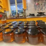 Maggie Beer Instagram – Our first batch of our own honey jarred and ready to share, Colin is very proud!
It’s not the easiest job decanting this thick golden honey into jars!

 #firstbatch #honey #maggiebeer #barossa #localproduce #australianmade