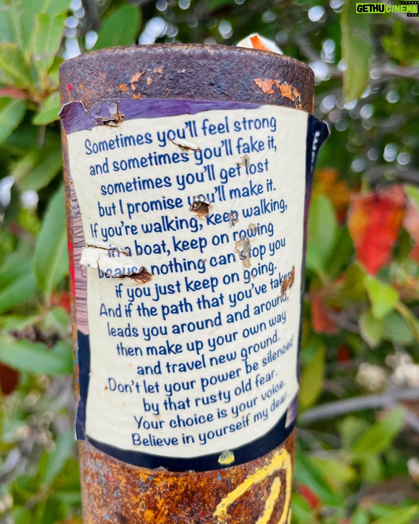 Maggie Lawson - 14.8K Likes - A little me time this #TravelTuesday
While hiking I came across this rusty sign on top of a mountain. It’s not always about the destination it’s about the mindset 🥾 ✨