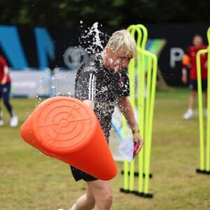 Maisie Adam Instagram - Attempted to lead the inaugural @socceraid Eurocamp Games yesterday and it quickly descended into pure chaos, due largely to my total lack of authority on the pitch (and a total lack of respect from my footballing colleagues thank you very much!!) 
England might have nabbed that win, but that’s all they’re getting. Game on. Tune into itv tonight at 6pm to watch the World XI go for our 6th successive victory!