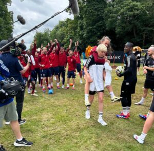 Maisie Adam Instagram - Attempted to lead the inaugural @socceraid Eurocamp Games yesterday and it quickly descended into pure chaos, due largely to my total lack of authority on the pitch (and a total lack of respect from my footballing colleagues thank you very much!!) 
England might have nabbed that win, but that’s all they’re getting. Game on. Tune into itv tonight at 6pm to watch the World XI go for our 6th successive victory!