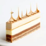 Maja Vase Instagram - Seven layers of salted caramel, peanut, and passion fruit 👑 From the top: Glittering chocolate spires, light peanut butter mousse, tangy passion fruit jelly, light passion fruit mousse, chewy passion fruit caramel, moist flourless peanut cake, and crunchy caramelized peanut base ✨