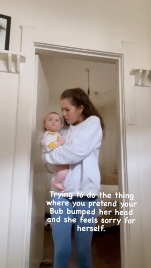 Makenzie Vega Instagram - I don’t know what this trend is called. But it’s safe to say we did not nail it. 
Or maybe Marlo just hasn’t knocked her head on the door enough to know what its supposed to sound like. We’ll try this again in 2 months. 😎Lol