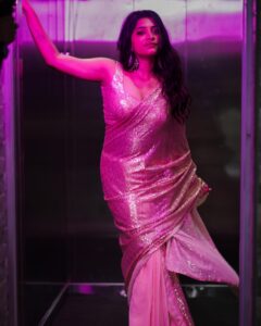 Malavika Sreenath Instagram - Adding Glitters to your feed ✨ For Movie Title launch event 🪩 Shot by @muzammilmooza Styled by @amritha_lakshmi___ @styledby_al_ Make up & hair @makeover__by__akhila Saree @rutha__designs__ Jewels @alameen_fashion_jewels Special thanks @anamika_sreenath @aftha.b
