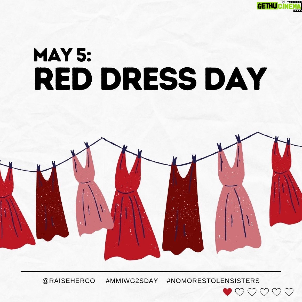 Malia Baker Instagram - Today is the National Day of Awareness for Missing Murdered Indigenous Women Girls (MMIWG), but often most known by its symbol: a red dress. #RedDressDay began in 2010 as an art installation by Métis artist Jaime Black, titled The REDress Project, which highlights the epidemic of violence against Indigenous women, girls 2Spirit folks. They are someone’s child. They are someone’s friend. They are SOMEONE. The day can be triggering for those affected by MMWIG2S loss — if so, you can connect with the MMWIG2S support call line at 1-844-413-6649. This line is available free of charge, 24 hours a day, 7 days a week. Indigenous people represent the fastest growing population in Canada, as well as the youngest—we need to protect ALL of our community members ensure this is a safe, vibrant community for everyone. Thank you to the @assemblyoffirstnations, @statcan_eng The National Inquiry into Missing and Murdered Indigenous Women and Girls for compiling this data making it accessible. __ [Photo descriptions: all images with stats line designs on each. The backgrounds are all white with a textured crumpled paper finish with dark red font. At the bottom it reads “@raiseherco #MMIWG2Sday #nomorestolensisters” Photo 1: “May 5: Red Dress Day” with silhouettes of red dresses Photo 2: “Indigenous women and girls make up 16% of all female homicide victims, and 11% of missing women in Canada. Even though Indigenous people make up only 4.3% of our population” Photo 3: “Indigenous women are three times more likely than non-Indigenous women to be victims of violence” Photo 4: “From 2001 to 2015, the average rate of homicides involving Indigenous female victims was nearly 6x higher than that of homicides involving non-Indigenous female victims." Photo 5: “Indigenous women girls are 12x more likely to be murdered or missing than any other women in Canada.” Photo 6: “Resources: Statistics Canada, Assembly of First Nations, Reclaiming Power and Place: The Final Report of the National Inquiry into Missing and Murdered Indigenous Women and Girls Repost from @raiseherco