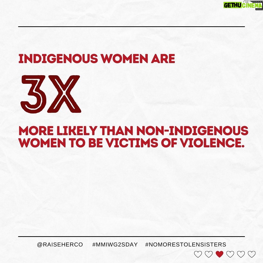 Malia Baker Instagram - Today is the National Day of Awareness for Missing Murdered Indigenous Women Girls (MMIWG), but often most known by its symbol: a red dress. #RedDressDay began in 2010 as an art installation by Métis artist Jaime Black, titled The REDress Project, which highlights the epidemic of violence against Indigenous women, girls 2Spirit folks. They are someone’s child. They are someone’s friend. They are SOMEONE. The day can be triggering for those affected by MMWIG2S loss — if so, you can connect with the MMWIG2S support call line at 1-844-413-6649. This line is available free of charge, 24 hours a day, 7 days a week. Indigenous people represent the fastest growing population in Canada, as well as the youngest—we need to protect ALL of our community members ensure this is a safe, vibrant community for everyone. Thank you to the @assemblyoffirstnations, @statcan_eng The National Inquiry into Missing and Murdered Indigenous Women and Girls for compiling this data making it accessible. __ [Photo descriptions: all images with stats line designs on each. The backgrounds are all white with a textured crumpled paper finish with dark red font. At the bottom it reads “@raiseherco #MMIWG2Sday #nomorestolensisters” Photo 1: “May 5: Red Dress Day” with silhouettes of red dresses Photo 2: “Indigenous women and girls make up 16% of all female homicide victims, and 11% of missing women in Canada. Even though Indigenous people make up only 4.3% of our population” Photo 3: “Indigenous women are three times more likely than non-Indigenous women to be victims of violence” Photo 4: “From 2001 to 2015, the average rate of homicides involving Indigenous female victims was nearly 6x higher than that of homicides involving non-Indigenous female victims." Photo 5: “Indigenous women girls are 12x more likely to be murdered or missing than any other women in Canada.” Photo 6: “Resources: Statistics Canada, Assembly of First Nations, Reclaiming Power and Place: The Final Report of the National Inquiry into Missing and Murdered Indigenous Women and Girls Repost from @raiseherco