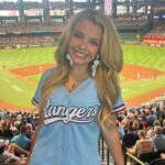 Mallory James Mahoney Instagram - ❤️⚾️🩵 nothing better than fun with the family enjoying a game❤️⚾️🩵Loving my custom throwback powder blue jersey from the @rangers Tough loss for the Texas Rangers But, It was still a great day to be at the ballpark and such a fun exciting game! ❤️⚾️💙