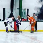 Mallory James Mahoney Instagram - Thank you so much @tcuhockey for inviting me and being so kind and generous! I had a fantastic night 💜🏒💜🥅💜#GoFrogs #hockey #PuckDrop