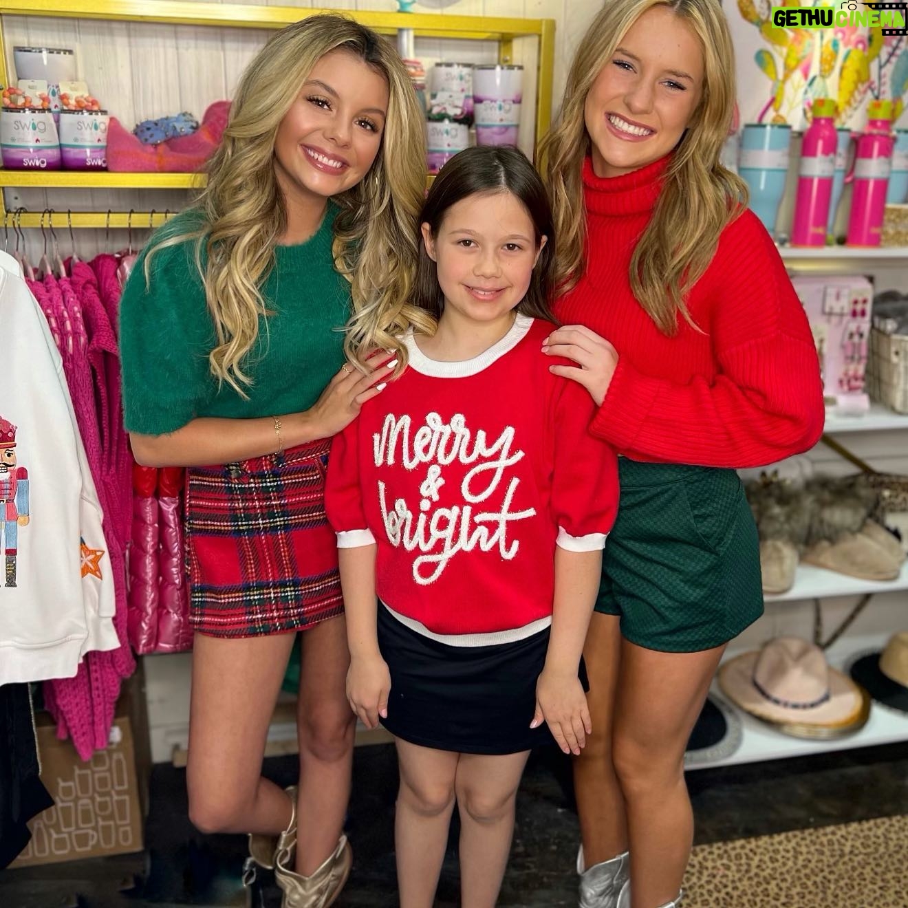 Mallory James Mahoney Instagram - Our Holiday Collection is making us merry & bright! ๐โค๏ธ๐
๐ป Come shop Painted Tree Highland Village to see whatโs new. Thanks for modeling, girls! #christmascollection #holidays #whatiwore #festive #madforplaid #plaidskirt #merryandbright #paintedtreeboutiques