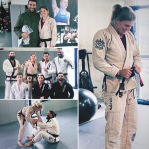 Manon Fiorot Instagram - 🙌🥋 Tellement contente et fière d’avoir reçu aujourd’hui ma ceinture noire de JJB.
Un grand merci à @jeanrobertmonier pour son temps et son investissement quotidien, ainsi qu'à toutes les personnes qui m’ont permise d’arriver jusqu’ici. 
Merci à @samueljjb , à mon équipe et à mon coach et chéri @aldriccassata ❤️ d’avoir été présents 😁