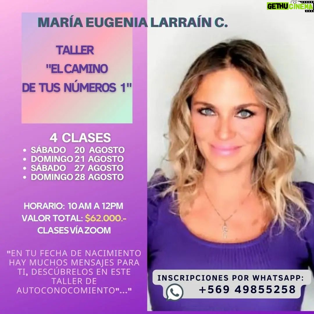 María Eugenia Larraín Instagram - Hola a todos! Para los que me han preguntado por los Talleres de Numerologia, el 20 agosto comienza un nuevo taller para aprender a leer la Fecha de Nacimiento... y asi lograr los cambios favorables que tanto deseas... un abrazo grande!!! 😘😘😘 #sanacionemocional ##amorpropio #amor #numerology #numerologia #sanacion #sana #cambio #autoconocimento