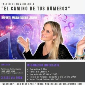 María Eugenia Larraín Instagram - Hola... a todos! Un gran abrazo y bendiciones para este 2021 y para los interesados en el taller de Numerologia que comienza el prox. Sabado a las 10:30 am, por favor enviar whatssapp al celular que aparece en el flyer...  56949855258... los espero!