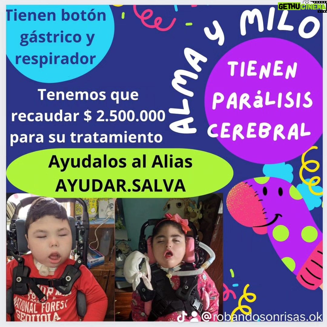 María Valenzuela Instagram - Alma y Milo nos necesitan ♥️ Estos dos soles se convirtieron en hermanos gracias a que Fernando y Natalia decidieron adoptarlos para cuidarlos y llenarlos de amor. Hoy están pasando por una situación muy difícil,a Fernando,su padre del corazón le diagnosticaron un tumor en la columna y tuvo que dejar de trabajar. Hoy más que nunca necesitan ayuda‼️ Tenemos que recaudar $ 2.500.000 para cubrir los gastos de los tratamientos de Alma y Milo 🙏. Doná lo que puedas al Alias AYUDAR.SALVA 💪🙏♥️