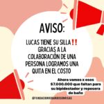 María Valenzuela Instagram - Gracias a una persona conocida que no quiere que se diga su nombre se consiguió la silla! Gracias ❤️ Ahora vamos por los $7.000.000 que faltan. Difundan para llegar a más gente. Para donar, el Alias es: AYUDAR.SALVA Gracias a todos ❤️