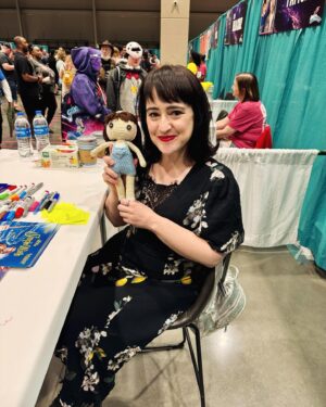 Mara Wilson Instagram - Day Two of @galaxyconoklahomacity! So many nice people, and so many reassurances that Tornado Watches happen here all the time. And also this adorable crocheted Matilda doll! 😍 One more day!