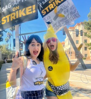 Mara Wilson Instagram - Back on the picket line at WB! Bumped into @natalia13reagan! It ain’t over till it’s over. #SAGAFTRA #sagaftrastrike #sagaftrastrong