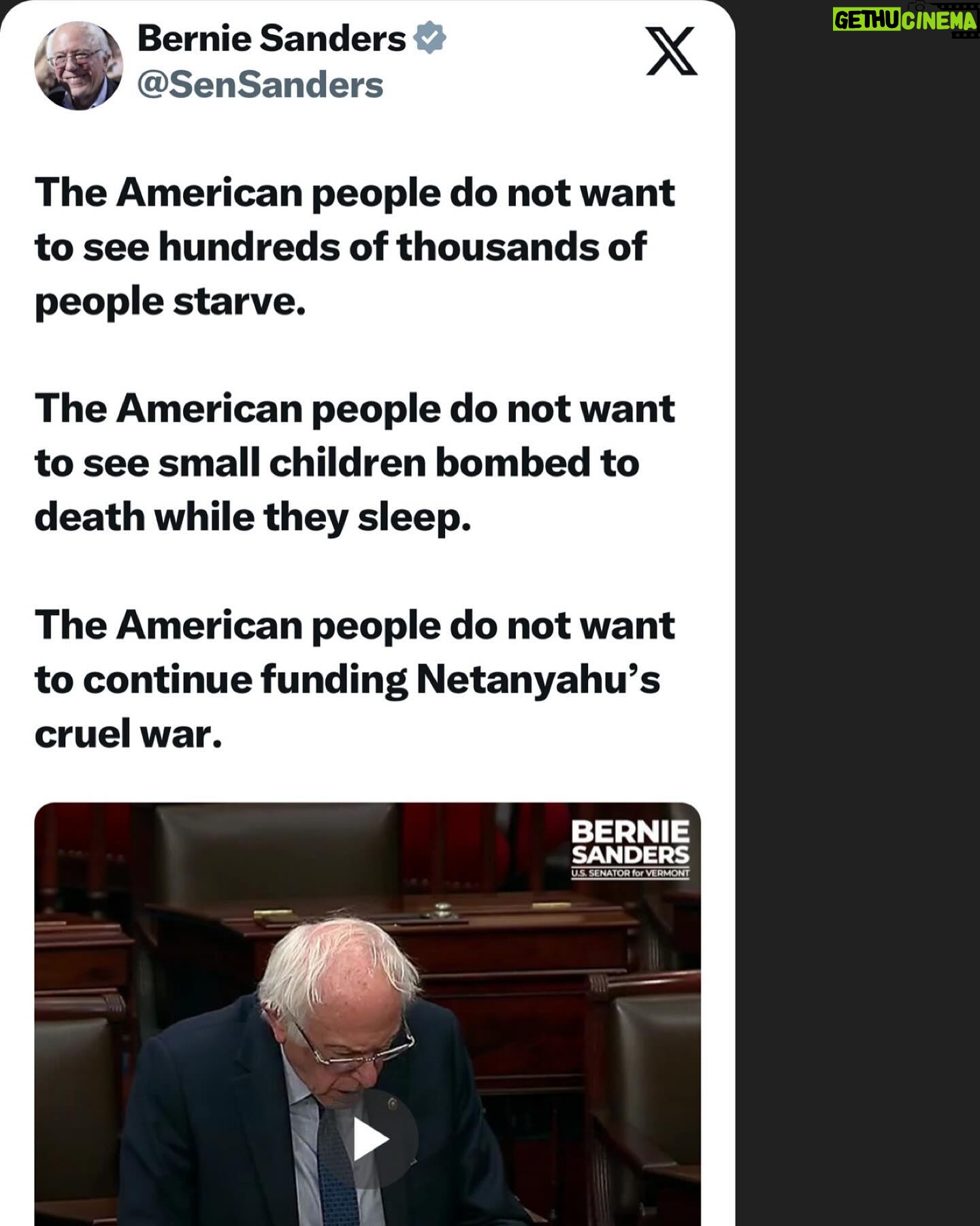 Marcia Cross - 15.7K Likes - Thank you @sensanders for your moral leadership.
A brilliant speech from beginning to end.
