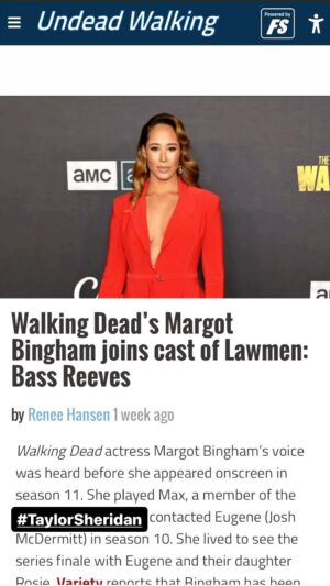 Margot Bingham Instagram - At a time when the film industry is incredibly messy with so many people fighting to get what they truly earned and deserve—the ones who bring you stories that inspire, excite, bring you authenticity and grit, allowing you to connect to who you are or whoever you wanna be…I couldn’t be more grateful to be a part of this right HERE. 

Shout out to all the incredible writers of the #WGA who not only helped create a beautifully well rounded character, but for allowing me the opportunity to play Sara in this inspiring story. Massive shout to @feehan06 for making her come alive💫 

…An-da-notha-one for the #TaylorSheridan Universe 😜😎 LESSGOOOOOO💃🏽💃🏽💃🏽