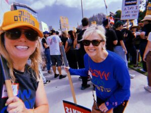 Marguerite MacIntyre Instagram - IATSE picket at Fox with a photogenic pal!!
