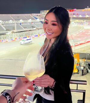 Maria Ho Instagram - High octane scenes from the inaugural F1 Las Vegas Grand Prix. Swipe to hear what kind of music they listen to in the Red Bull Racing garage. 

#pokerlife #formula1 
@pokerstars #redspadepass
