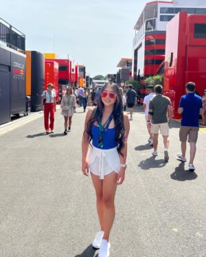 Maria Ho Instagram - Wowza! What an absolute dream to be in the paddock for the F1 Spanish Grand Prix in Barcelona. 

Growing up in the states, I didn’t have much exposure to the sport, but after binging 𝘍𝘰𝘳𝘮𝘶𝘭𝘢 1: 𝘋𝘳𝘪𝘷𝘦 𝘛𝘰 𝘚𝘶𝘳𝘷𝘪𝘷𝘦, I was absolutely hooked. My emotional investment in the drivers and the teams is at peak levels these days (Lewis Hamilton is my fav!) Seeing everything in person and being in pit lane up close and personal to where the action happens was undoubtedly a once-in-a-lifetime experience!

Swipe to see a surprise driver appearance!

#f1 #formula1 #barcelona #racing #pokerlife #travel