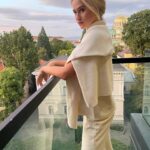 Maria Bakalova Instagram – time for some pink skies and cashmere 🤍 @sensehotelsofia