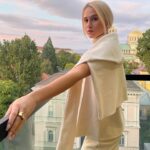 Maria Bakalova Instagram – time for some pink skies and cashmere 🤍 @sensehotelsofia