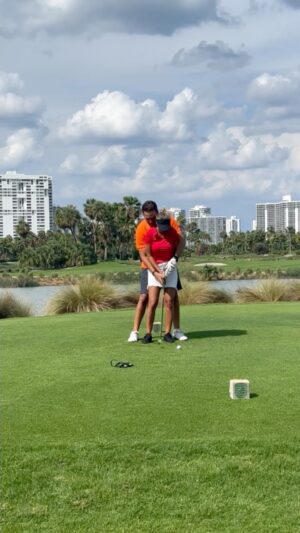 Maria Hering Instagram - I never understood how people can love to play golf .. until I tried .. and was open to learn .. so it was actually the second time I tried golfing in my life and I start liking it 🤩.. since I love being outdoor ..and don’t really like competitive sports .. golfing is more the challenge against yourself. have you tried golfing before? 
.
#goodmemories, #golfing, #funwithfries, #playtime, #enjoylife, #enjoythemoment, #love, #believe, #trust, #sport, #letsdoitagain, #husbandandwifeyontour