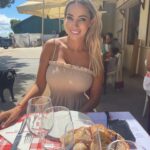 Maria Hering Instagram - Photobomb of our lunch today .. back in the south west of France 🇫🇷 I’m not a big fan of profiteroles but this one’s where excellent 😋 I also try to take it easy with dessert and sweets which is extra hard in france .. 😅.. positive message of the day .. embrace and cultivate loving yourself every day a bit more .. self love, is not selfish 😘🫶 . #enjoythemoment, #memories, #powerofpositivity, #creativity, #love, #lunchtime, #capferret, #grateful, #thankyou, #bepresent
