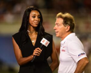Maria Taylor Instagram - My first time working with Saban was a Bama spring game and I was terrified. But somewhere along the way that fear turned into respect. I always wanted to be great when I was working with Saban because I know that’s what he expected of everyone around him. 

I’ve interviewed him several times, driven him around campus, played horse with him (sad to say he won🤦🏾‍♀️), been fussed at on national television by him, but my favorite moment was being asked to speak to the team and seeing him sit front and center setting the example for his entire squad. The bottom line is Nick Saban made me better, he made hundreds of young men better, and he made college football better. That’s all I have to say about his retirement…SO QUIT ASKIN!!