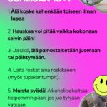 Maria Veitola Instagram - Vappu on hei ovella, nyt meille kuolevaisillekin. Vappua jo viikkoja juhlinut haalarikansa on nimittäin ymmärrykseni tuolla puolen ja ainoa selitys ilmiölle on, että ilmeisesti en osaa pitää hauskaa. 😸 Vappu ei nimittäin ole mikään suosikkijuhlani. Antipatiani tätä sinänsä aivan ihanaa kevään avausta kohtaan liittyy ihmisten käyttäymiseen juhlapyhinä. Kännissä kun sitä tulee tehtyä ja sanottua kaikkea typerää. Vappuun liittyy keskeisesti alkoholin runsas kuluttaminen ja sen myötä vapautunut, jopa sekopäinen käytös. Jospa tämä vuosi kuitenkin olla erilainen? Olen kokenut vapun jo 51 kertaa ja siksi tein muistilistan kaikille juhlijoille. 🌸 Kaiken hauskuuden ja hulluuden keskellä on nimittäin hyvä pitää mielessä muutama perusasia. Nämä muuten sopivat moneen juhlaan. Suosittelen siksikin jakamaan tätä postausta eteenpäin. Turvallisempien ja ihanampien juhlien puolesta, nyt ja aina! 💘