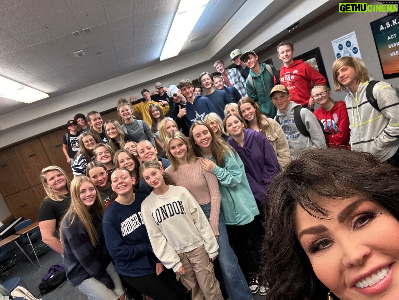 Marie Osmond - 4.2K Likes - One of my favorite things to do when up in Salt Lake is to visit my son Matthew’s seminary classes!!🥰 I love being able to watch him teach these young people and hearing their amazing testimonies of Jesus Christ!💕🤍 Make sure you check out all five photos from his classes. They’re all such amazing kids!!!!