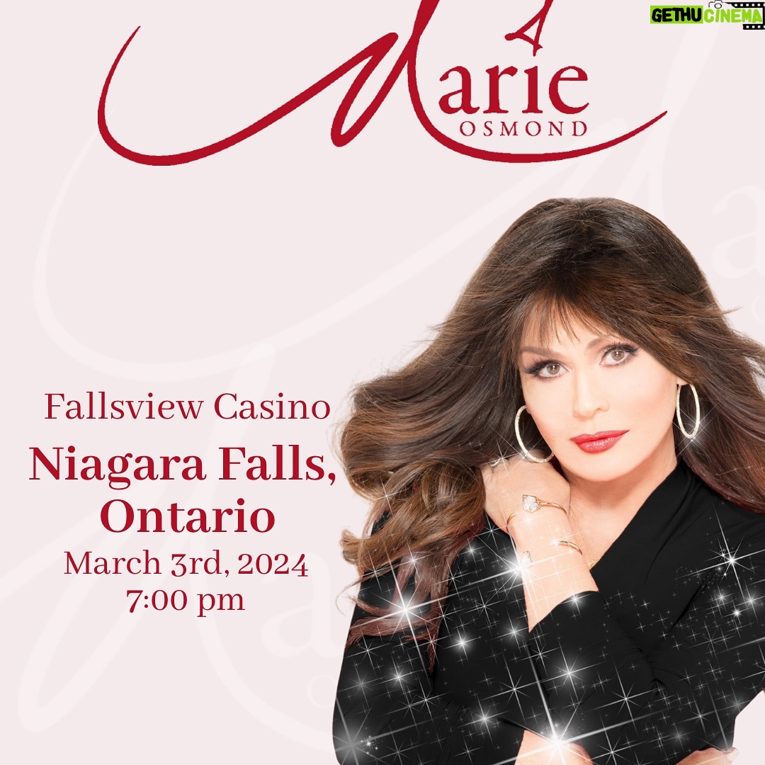 Marie Osmond Instagram - Ontario!!🇨🇦 We're coming for you! On March 3rd, 2024, I'll be at the Fallsview Casino in Niagara Falls, Ontario! It's going to be a beautiful evening and I hope to see you there!🥰 Presale tickets are NOW LIVE with the presale code MARIE24! Get 'em before all the good seats are gone at the link in my bio!!💕🍁 💖