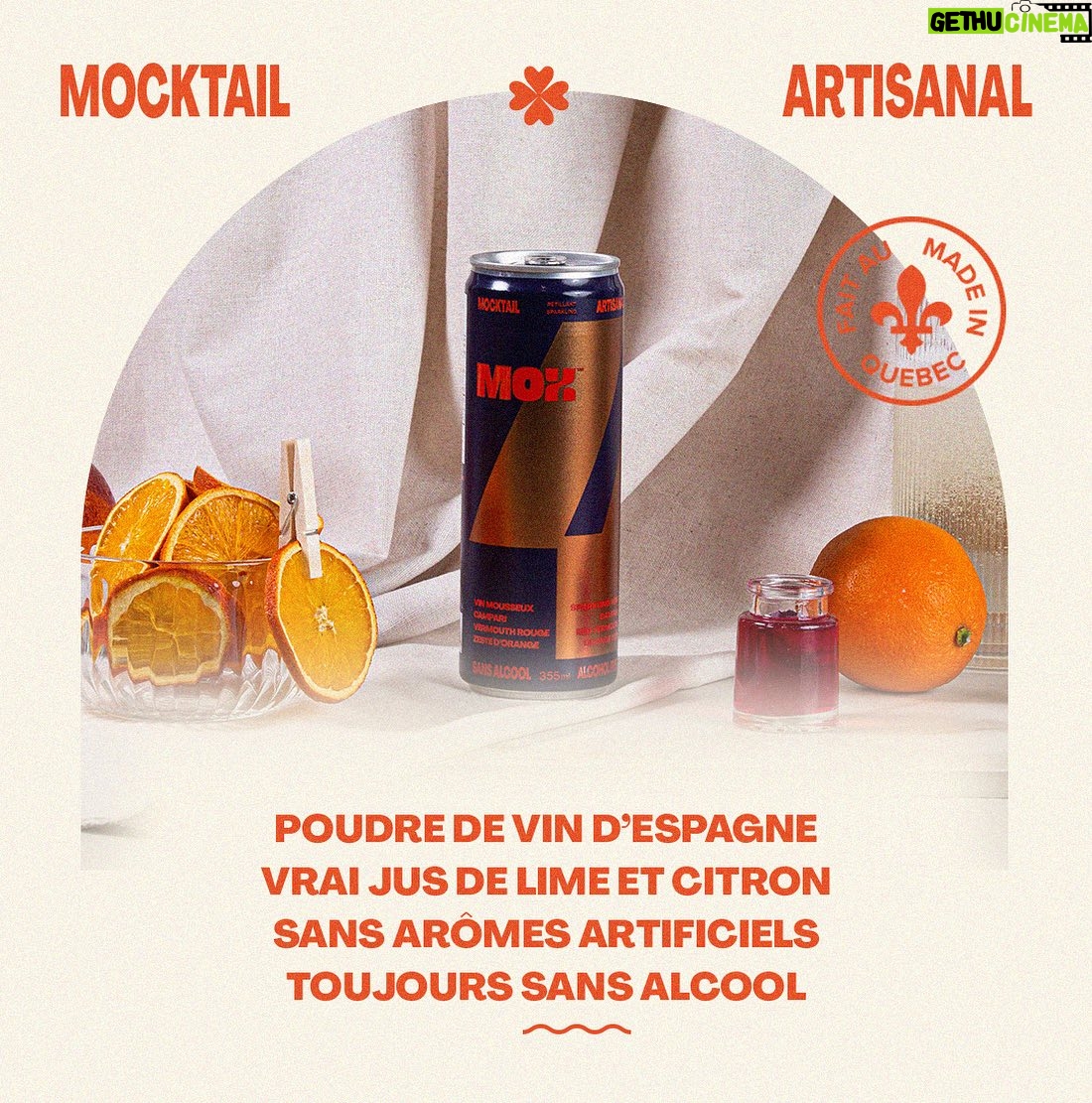 Maripier Morin Instagram - Inspiré du classique italien « sbagliato », le @moxmocktail 4 est un negroni dans lequel du vin mousseux à été ajouté! Pétillant, savoureux, amer à souhait et toujours sans alcool!! 🥳 Image @nicolasblanchett Glam @michaelgoyette