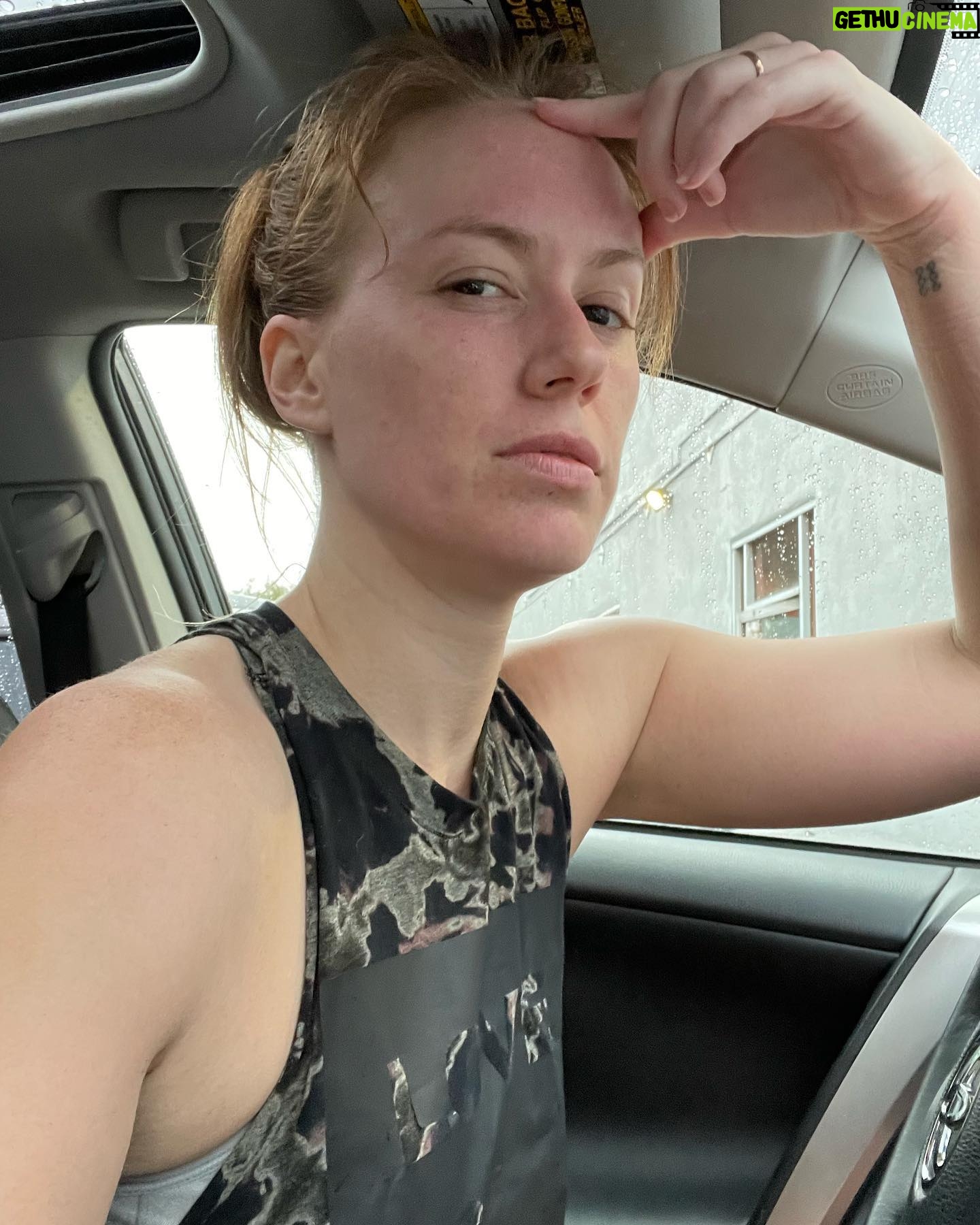 Marisha Ray Instagram - I’m not usually one to post gym photos, but I’ve been putting in some serious sweat equity here lately. So I thought I would share this collection of post-work our car selfies, which I hope demonstrates that everyone looks like a sweaty bog hag after any voluntary exercise torture.