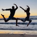 Marisha Ray Instagram - Obligatory Beach Jump : The Sam and Marisha Team-Up of the Century Edition.