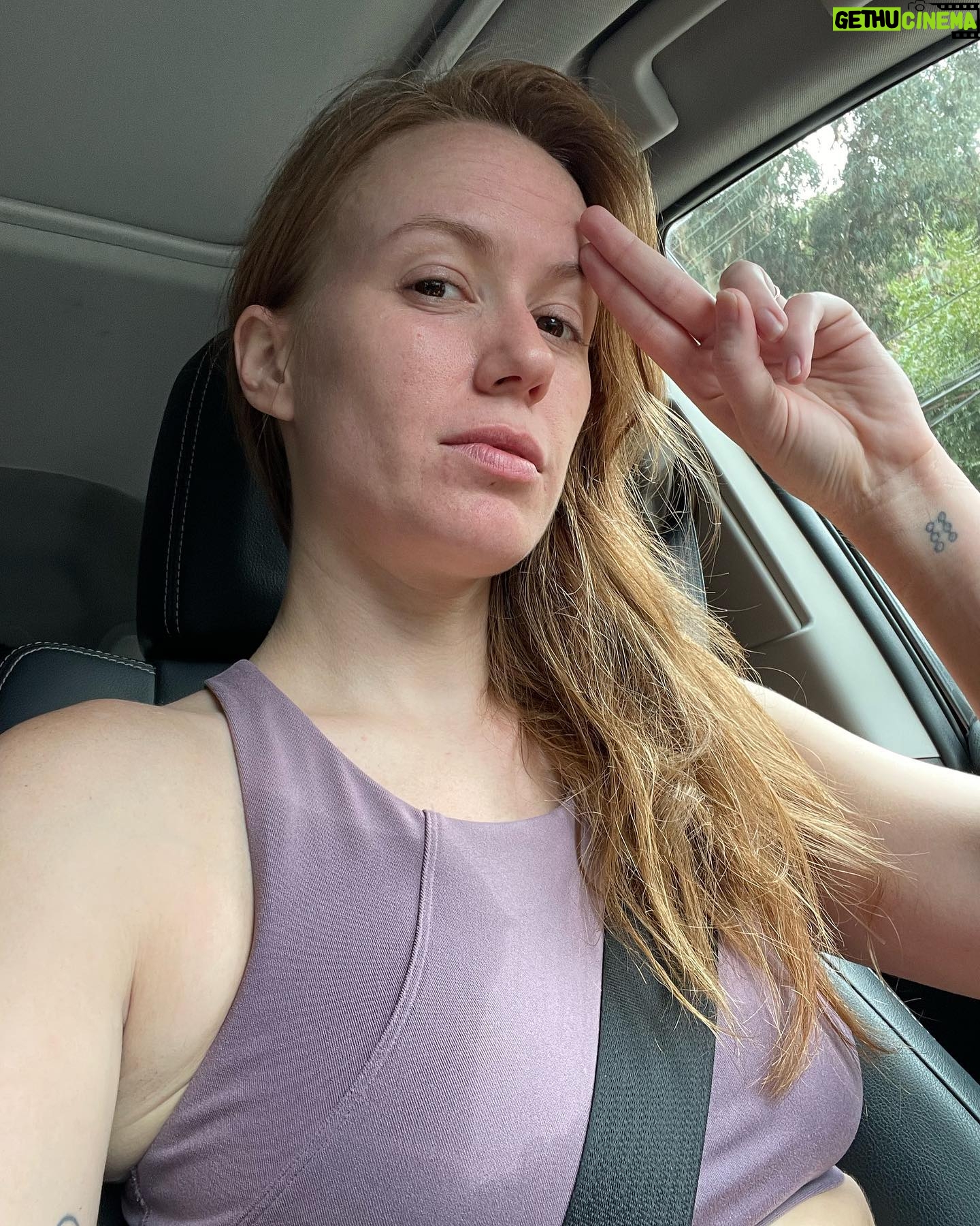 Marisha Ray Instagram - I’m not usually one to post gym photos, but I’ve been putting in some serious sweat equity here lately. So I thought I would share this collection of post-work our car selfies, which I hope demonstrates that everyone looks like a sweaty bog hag after any voluntary exercise torture.