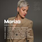 Mariza Instagram – May is going to be an incredible month. I’ll be visiting cities that mean so much to me, performing in spectacular venues. I have plenty of surprises in store for all of you, and I’m eagerly looking forward to seeing each and every one of you there! 🇩🇪 🇸🇪 🇫🇮🇷🇴🇨🇭
—
Maio vai ser um mês arrebatador, vou passar por cidades que muito me dizem, em salas extraordinárias. Tenho várias surpresas preparadas para todos vocês. 
Aguardo por cada um de vós. 🇩🇪 🇸🇪 🇫🇮🇷🇴🇨🇭