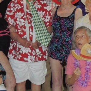 Mary Steenburgen Instagram - So!  This my Aunt Freda, recently celebrating a friend’s birthday. Everyone dressed in crazy clothes and she and her friend Peggy decided to wear bathing suits. That’s because she has a world class sense of humor, thought it would be funny, and is absolutely confident in every way. She is an incredible mother to my beautiful cousins and a grandmother and great grandmother. I have read books by some of the world’s great poets and thinkers but when I think of life goals and what truly inspires me, I think of her. She has had enough heartache to bring anyone to their knees but this smile is real and she gives it and her love with complete generosity. She is excited about her life!  When I asked her if I could post this photo( taken a few days ago) she said, “ Yes, but Mary, be sure and tell them how old I am so that people can remember that they can have fun in their nineties!!!” Ok. My Aunt Freda is 96.