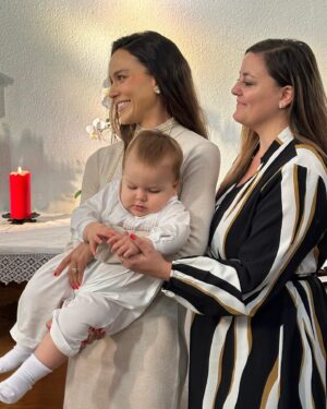 Maya Stojan Instagram - What a beautiful experience christening our baby boy in an old Swiss church full of history. I love knowing that Jesus will be with Leo on this journey. 
A huge thank you to his Godfather @davidbrenner for making it all the way from San Diego and to his Godmother @sicuranzaluisa who’s been my best friend for over 30 years! 
Cheers to my loving husband @toddclever for being open minded to my spiritual beliefs and being bold enough to read a passage in french in front of everyone (he doesn’t actually speak the language)! 
And a massive thank you to my parents for organizing it all. It truly was very special! ♥️🙏🏽