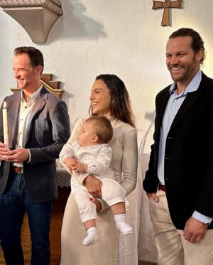 Maya Stojan Instagram - What a beautiful experience christening our baby boy in an old Swiss church full of history. I love knowing that Jesus will be with Leo on this journey. 
A huge thank you to his Godfather @davidbrenner for making it all the way from San Diego and to his Godmother @sicuranzaluisa who’s been my best friend for over 30 years! 
Cheers to my loving husband @toddclever for being open minded to my spiritual beliefs and being bold enough to read a passage in french in front of everyone (he doesn’t actually speak the language)! 
And a massive thank you to my parents for organizing it all. It truly was very special! ♥️🙏🏽