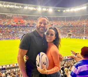 Maya Stojan Instagram - Loved every bit of our Lyon Rugby World Cup adventures with Grandma and Grandpa! 
So grateful to my husband for giving me the best Rugby experience. I now more or less know the rules! 
#rugbyworldcup2023france