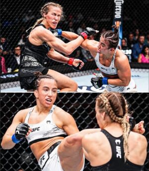 Maycee Barber Instagram - Maycee Barber secures a unanimous decision victory against a ranked opponent! She put in the work, she trained hard, and it paid off. 🏆🔥 
So proud of you Maycee and all your dedication. 
Let’s keep climbing! 💥💯 
@mayceebarber 
#TeamBarber #thefuture #HardWorkPaysOff #Victory #MMAChampion #ufc #ufc299 #teamalphamale #muaythainikolai