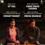 Medha Shankar Instagram - Let the story of #12thFail top at the @filmfare too! Cast your votes now! Link in bio. @filmfare I’m truly honoured🙏🏼💫 @vidhuvinodchoprafilms @zeestudiosofficial @vikrantmassey @anantvjoshi @anshumaan_pushkar #VikasDivyakirti @arsgeeta @itsharishkhanna @priyanshuchatterjee @moitrashantanu @swanandkirkire @shreyaghoshal @singer_shaan @raftaarmusic @saregama_official @krgstudios @disneyplushotstar