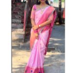 Meena Vasu Instagram - Meenavasu garu in one of our pastel shade Pure silk Gadwal saree with turning border! Just looking gorgeous…